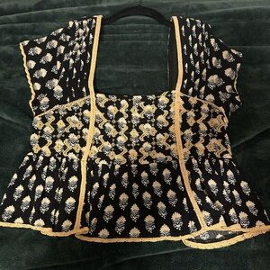 American Eagle Outfitters Black and Gold Blouse